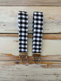 Black Gingham Fabric Wristlet