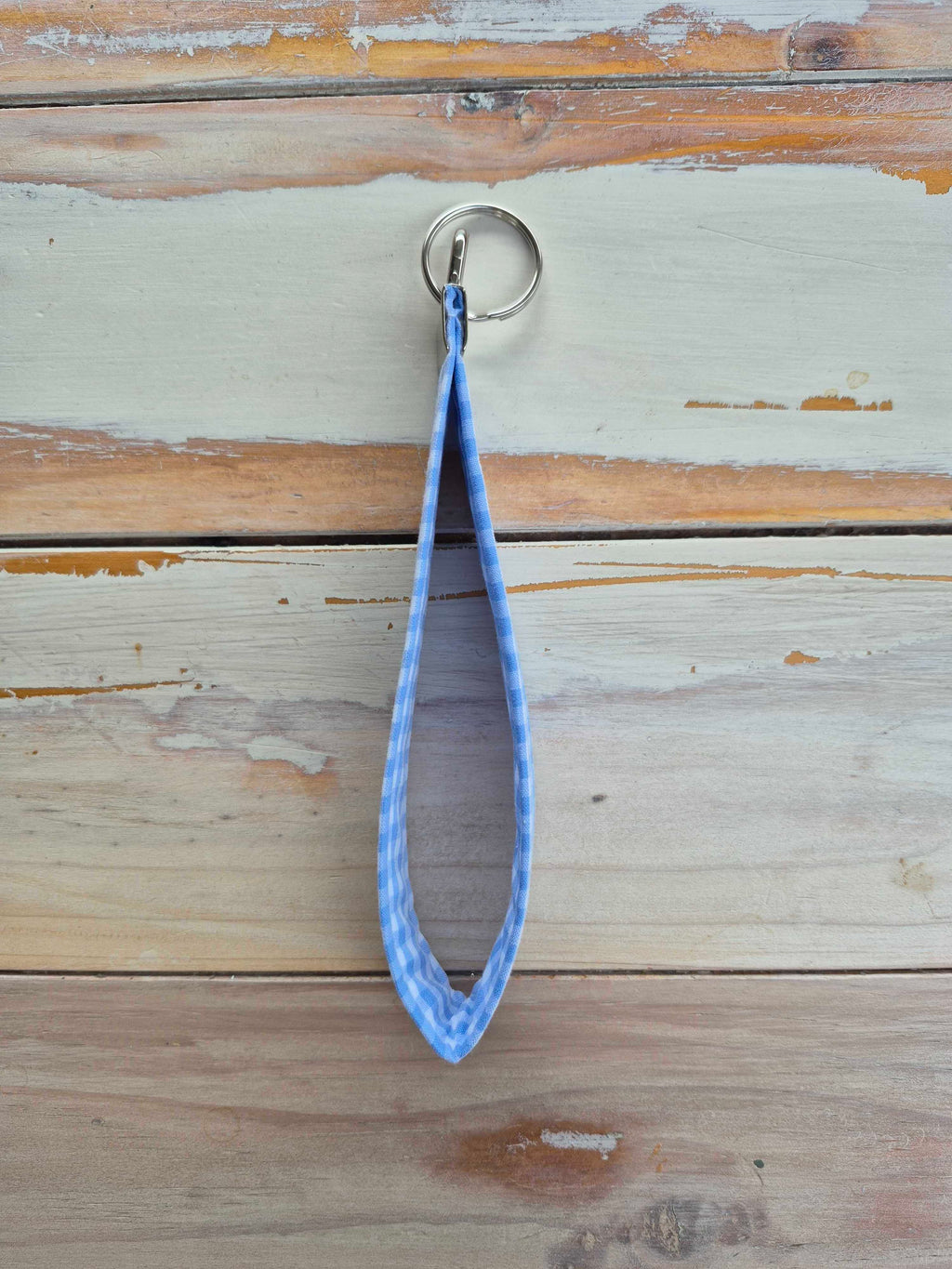 Blue Gingham Fabric Wristlet