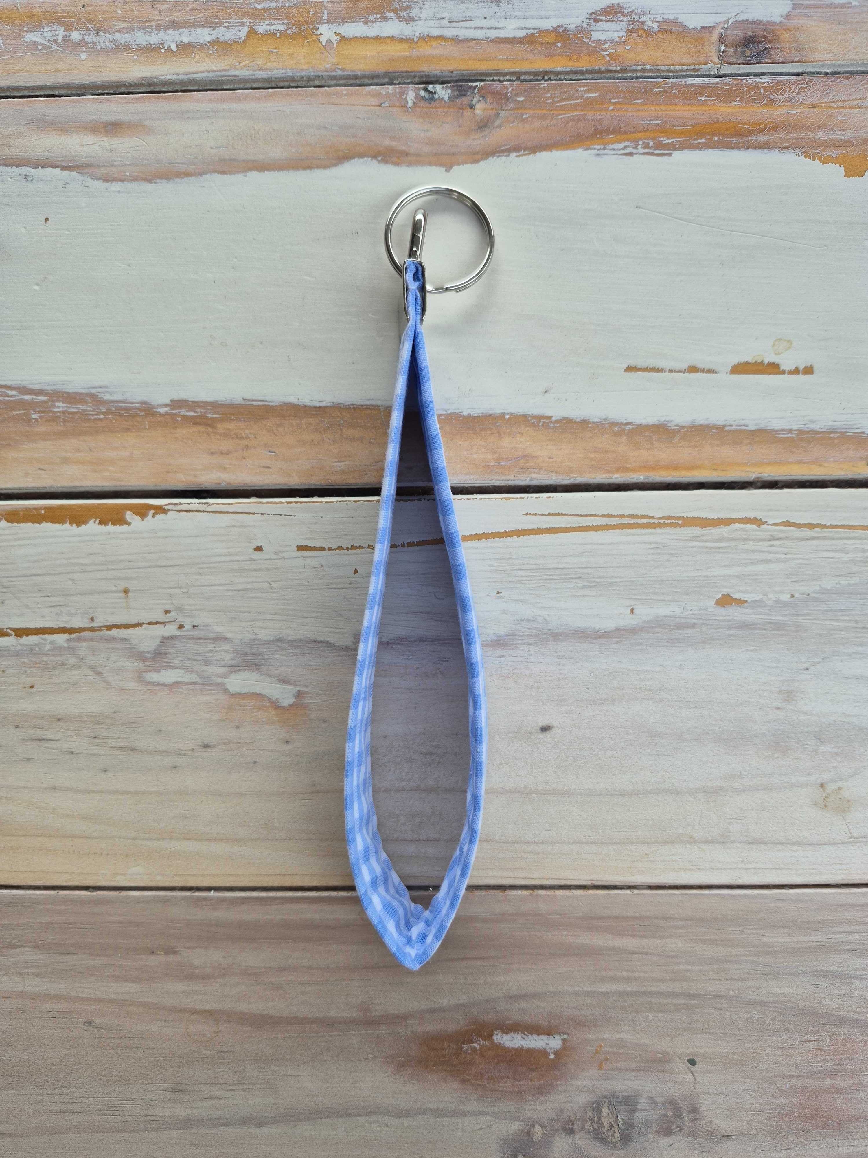 Blue Gingham Fabric Wristlet