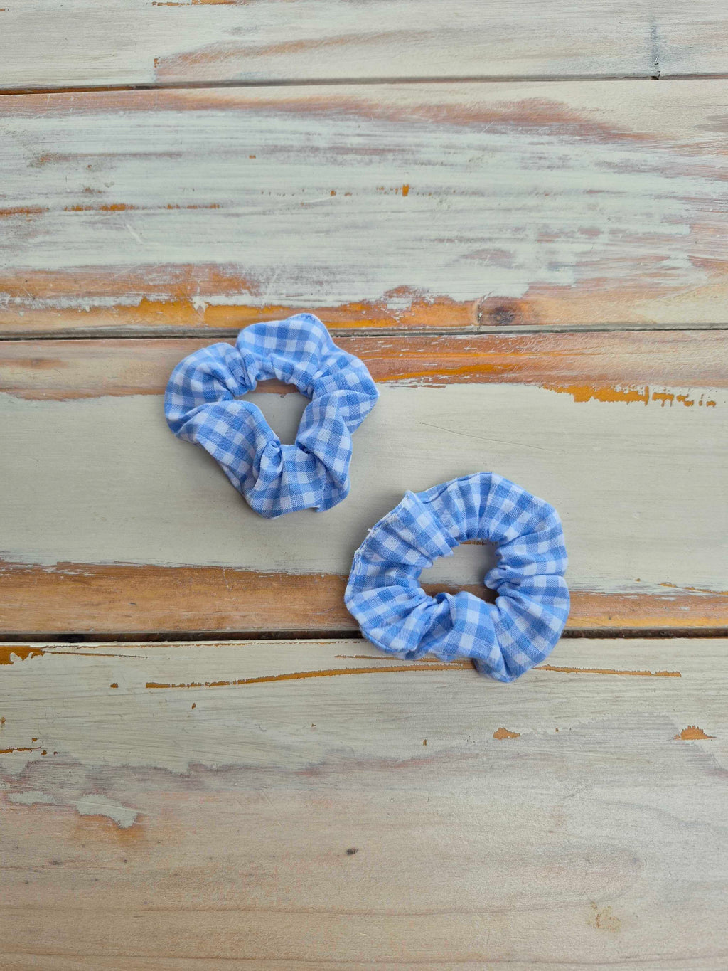 Blue Gingham Mini Scrunchies