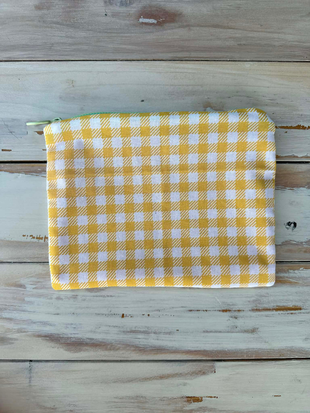 Sunshine Gingham Makeup/Accessory Pouch - Medium