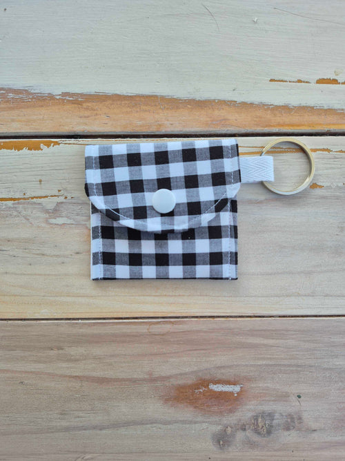 Black Gingham Earbud Pouch
