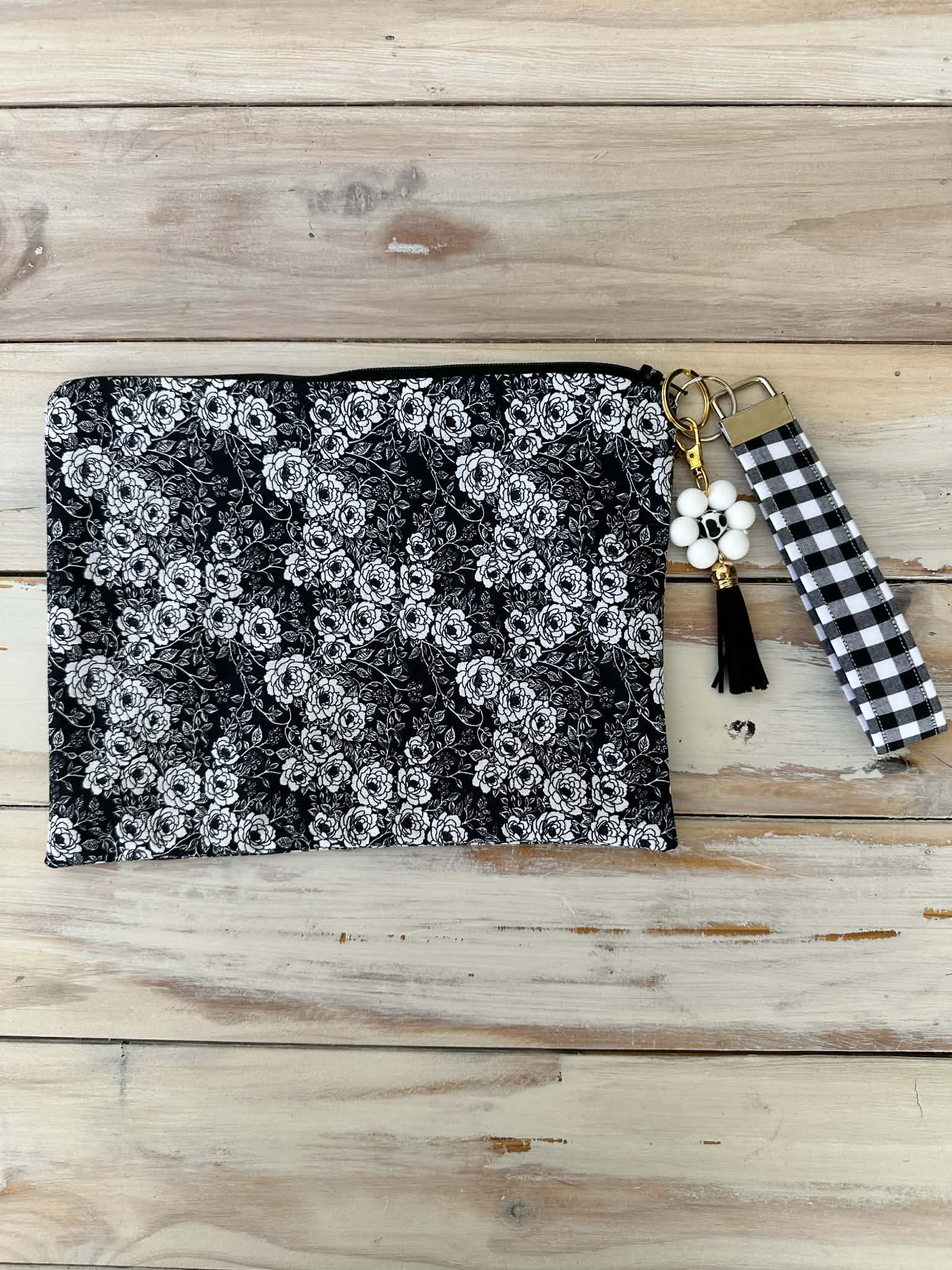 Moonlight Floral Makeup/Accessory Pouch - Large