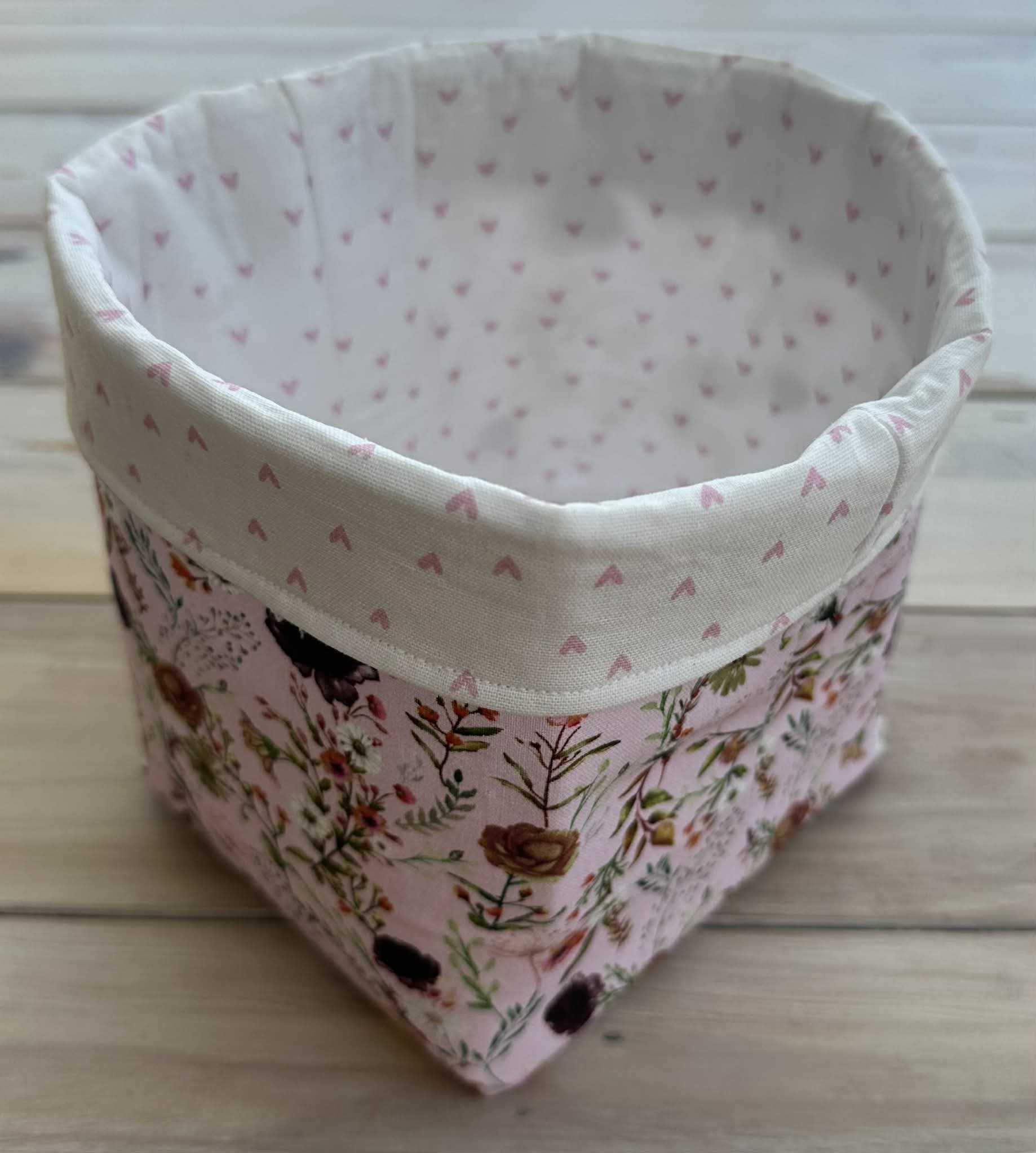Pink Wildflower Fabric Bowl - Large