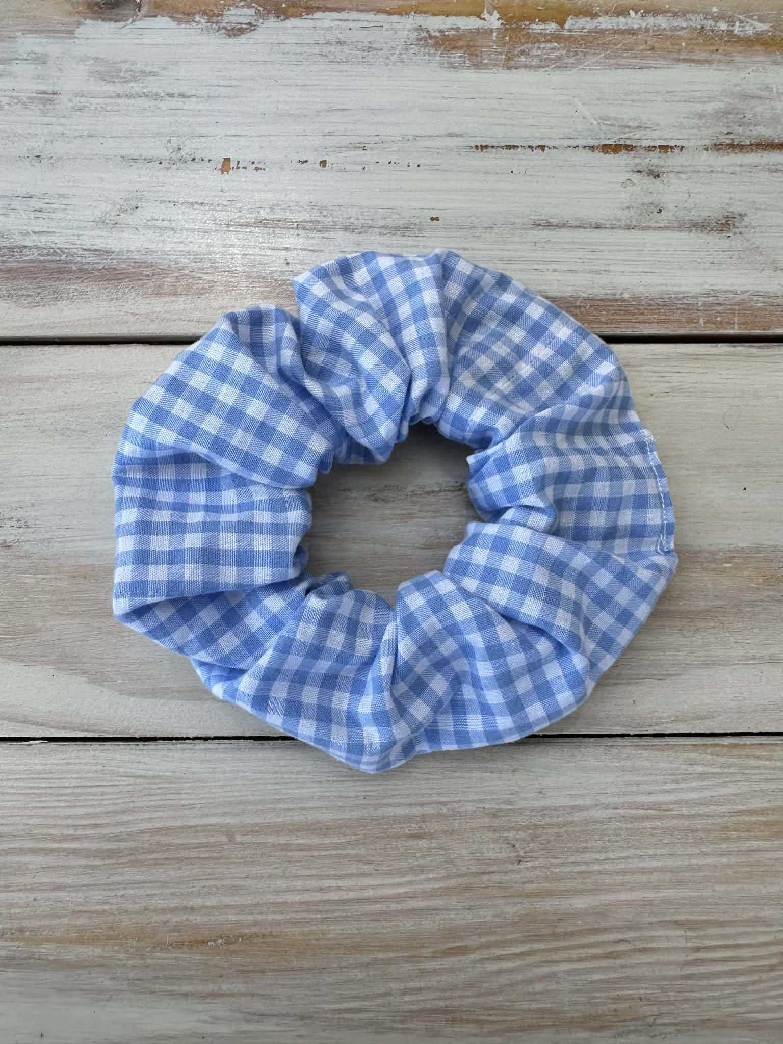 Blue Gingham Scrunchie