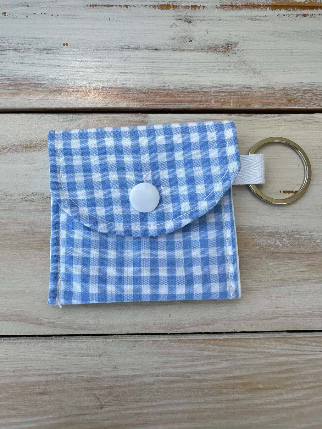 Blue Gingham Earbud Pouch
