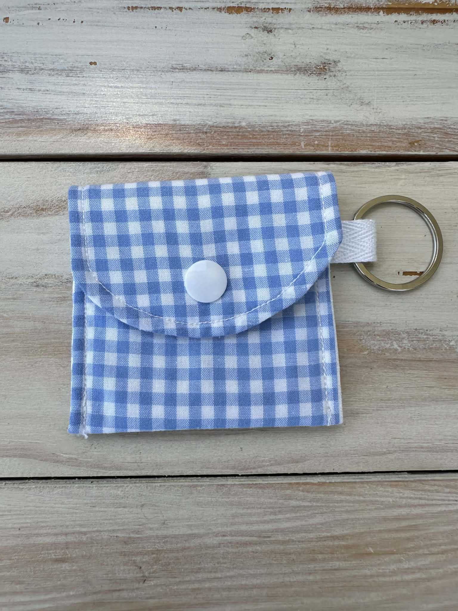 Blue Gingham Earbud Pouch