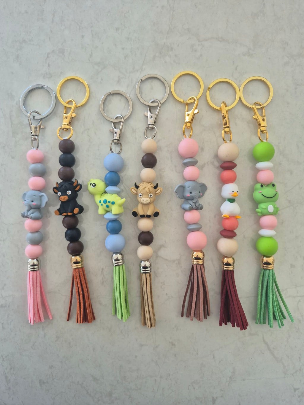 Animal Silicone Bead Keychain