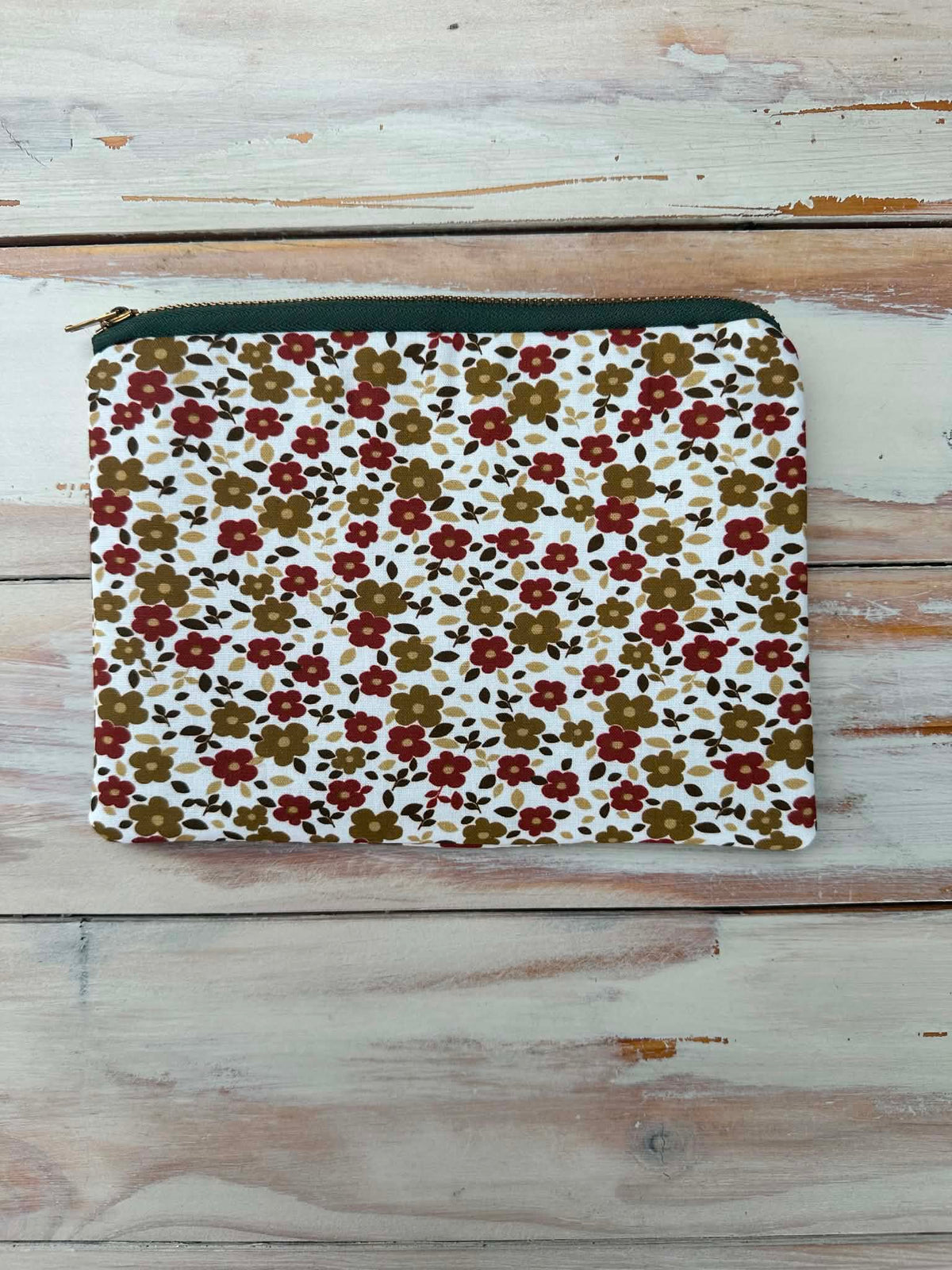 Toasted Floral Makeup/Accessory Pouch - Medium (PADDED)