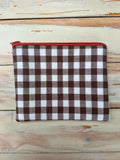 Cocoa Gingham Makeup/Accessory Pouch - Medium (PADDED)