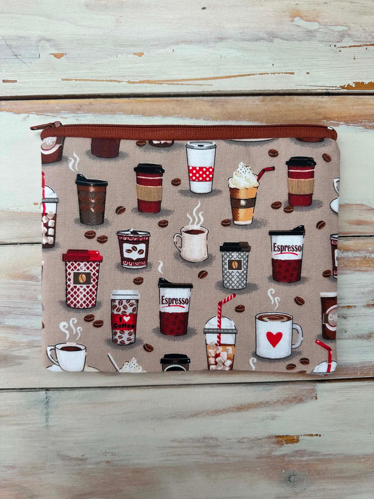 Coffee Date Makeup/Accessory Pouch - Medium (PADDED)