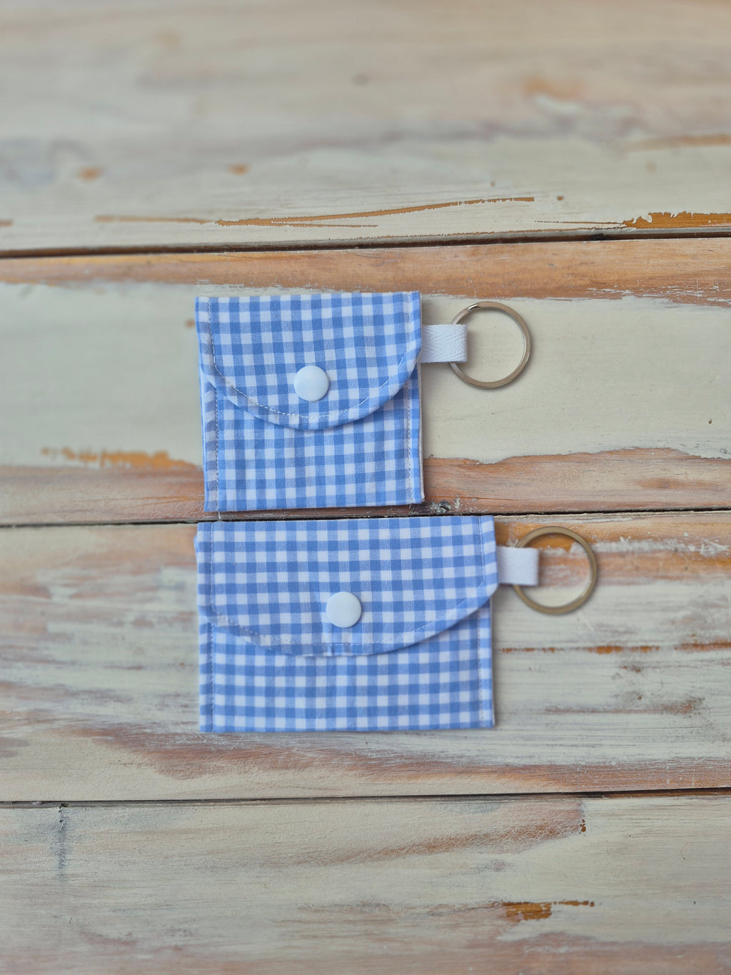 Blue Gingham Earbud Pouch