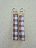 Cocoa Gingham Fabric Wristlet