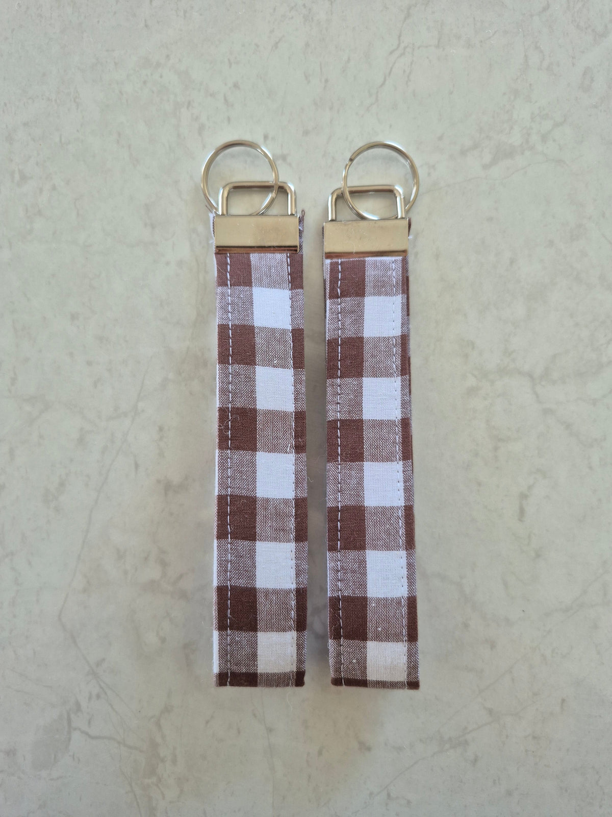 Cocoa Gingham Fabric Wristlet