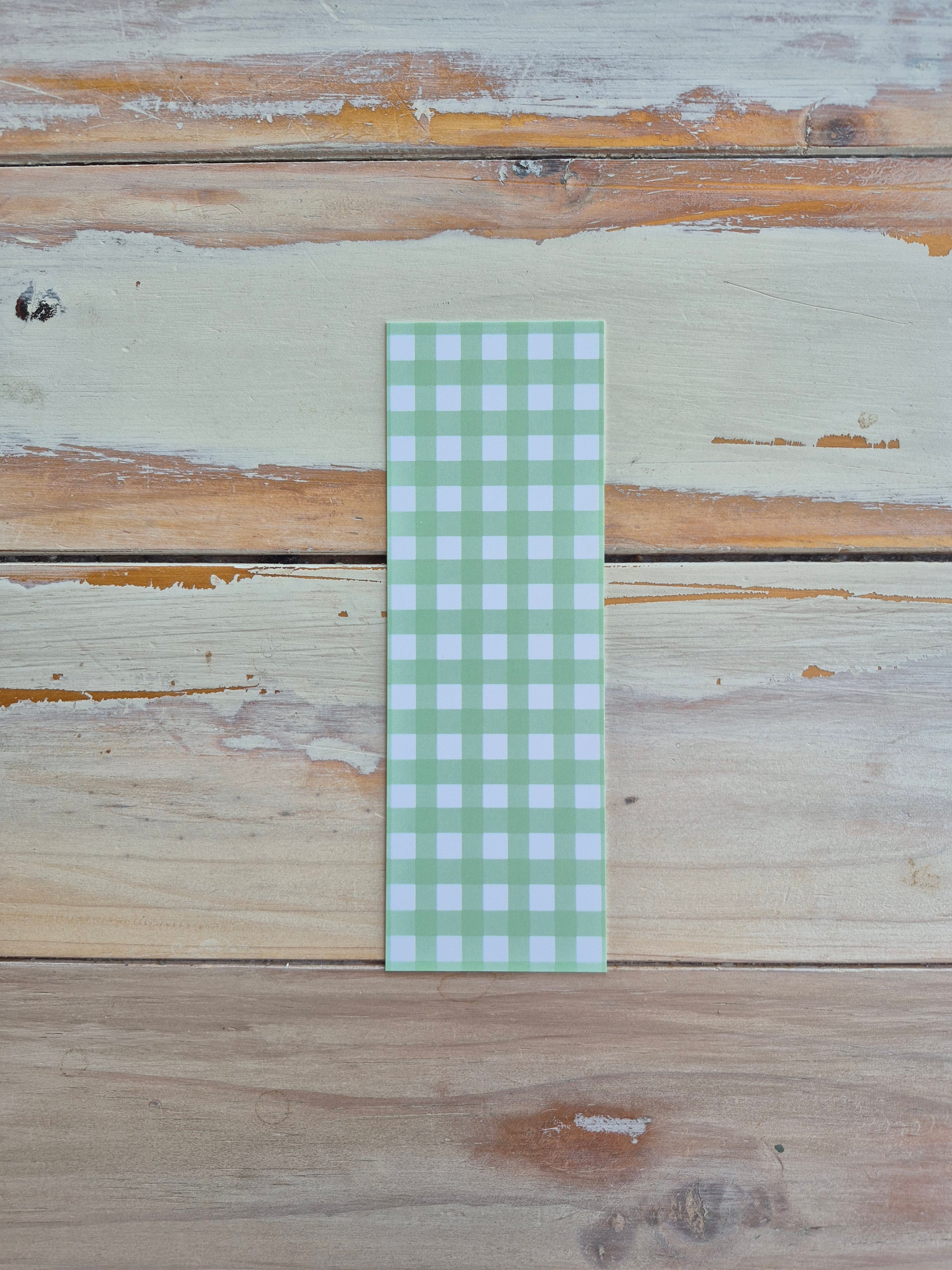 Green Gingham bookmark