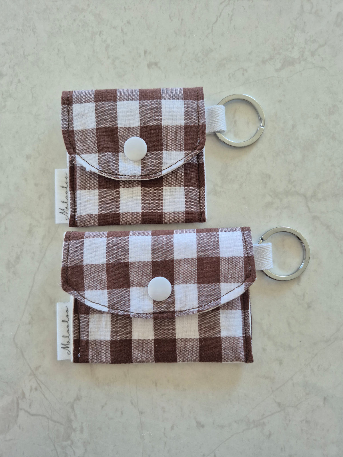 Cocoa Gingham Earbud Pouch
